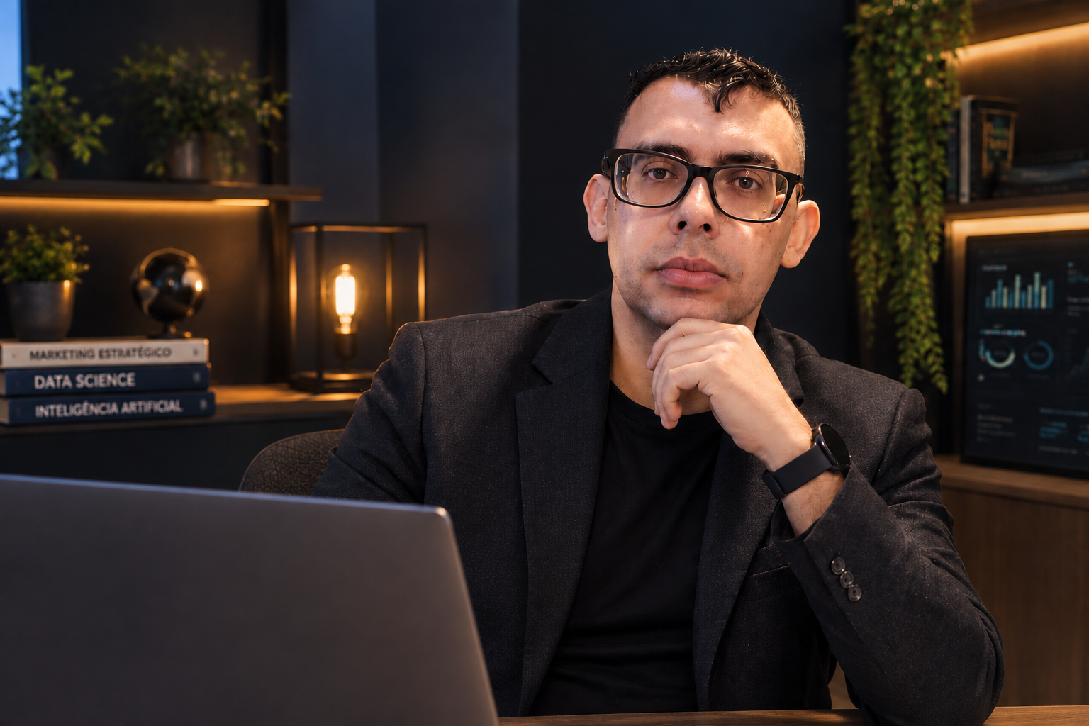 Rafael Jefferson, sócio da Mind Wave Digital, em retrato profissional na sede da empresa