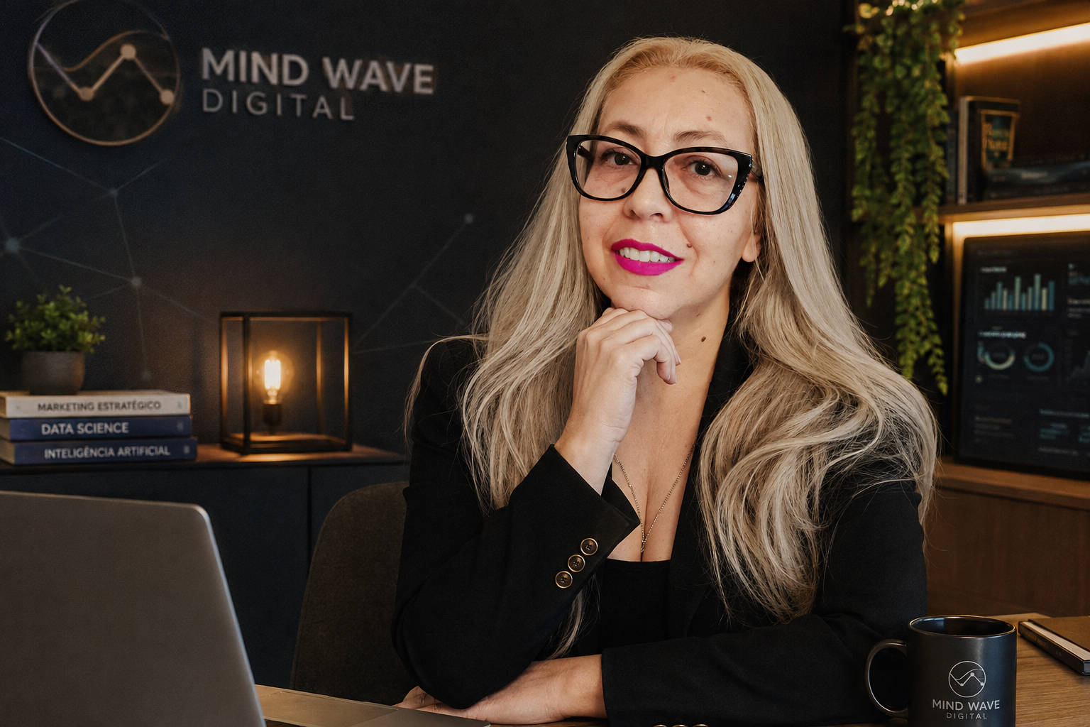 Adriana Faustin, fundadora da Mind Wave Digital, em retrato profissional na sede da empresa